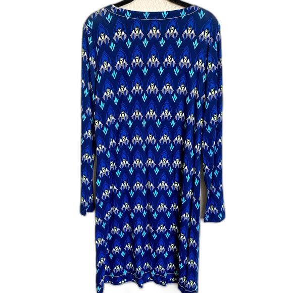 Hatley Blue Dress V neckline Long sleeve A line dress size M boho grannycore - Picture 2 of 9